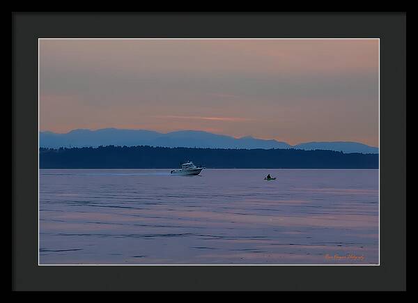 Boating at sunset - Framed Print