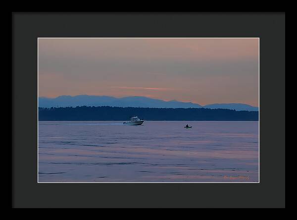 Boating at sunset - Framed Print