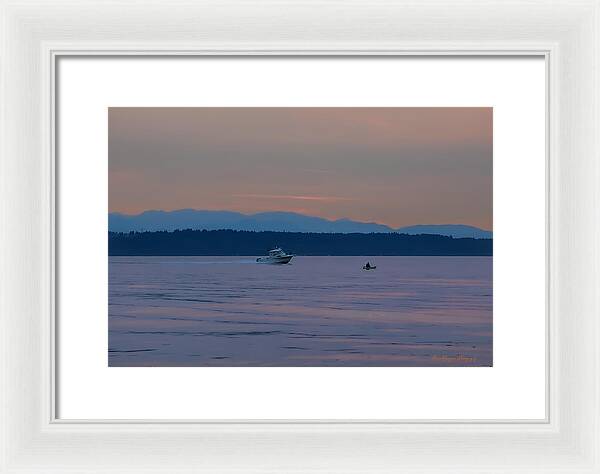 Boating at sunset - Framed Print