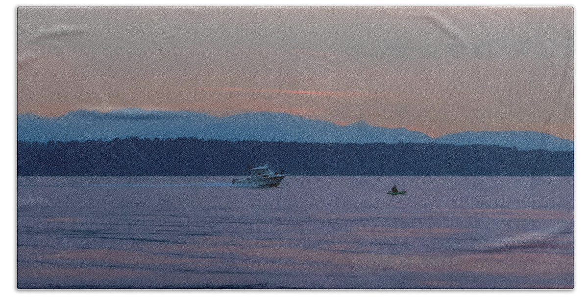 Boating at sunset - Beach Towel