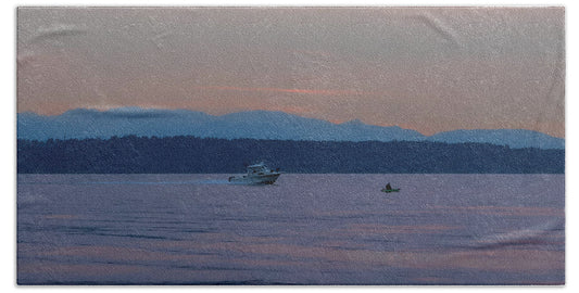 Boating at sunset - Beach Towel