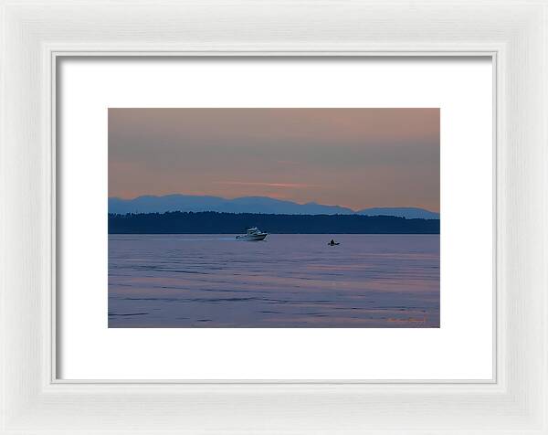 Boating at sunset - Framed Print