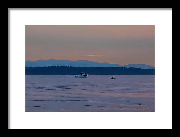 Boating at sunset - Framed Print