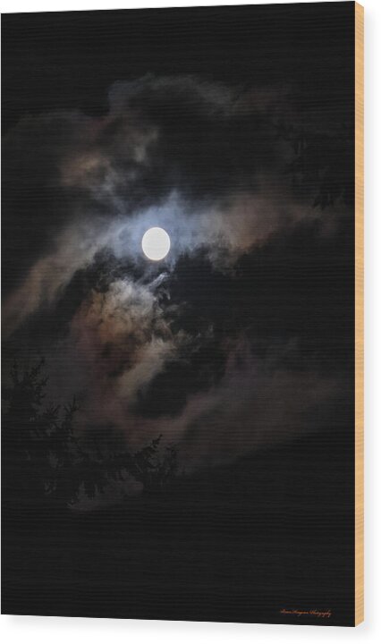 Clouds around the moon  - Wood Print