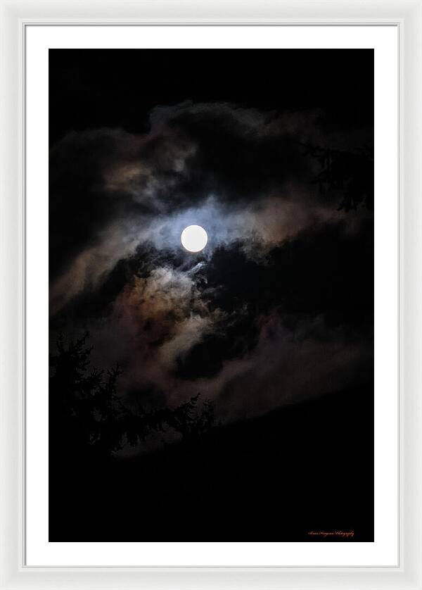 Clouds around the moon  - Framed Print