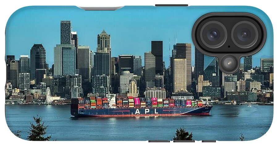 Container ship going into port  - Phone Case