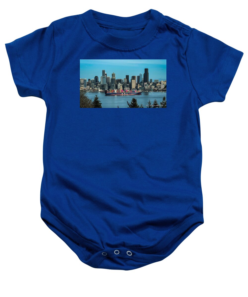 Container ship going into port  - Baby Onesie