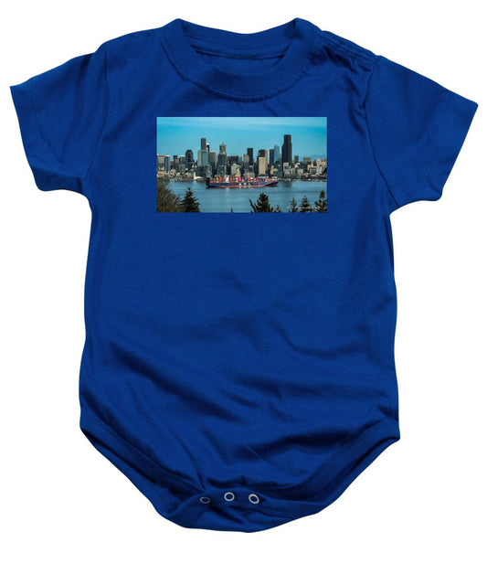 Container ship going into port  - Baby Onesie