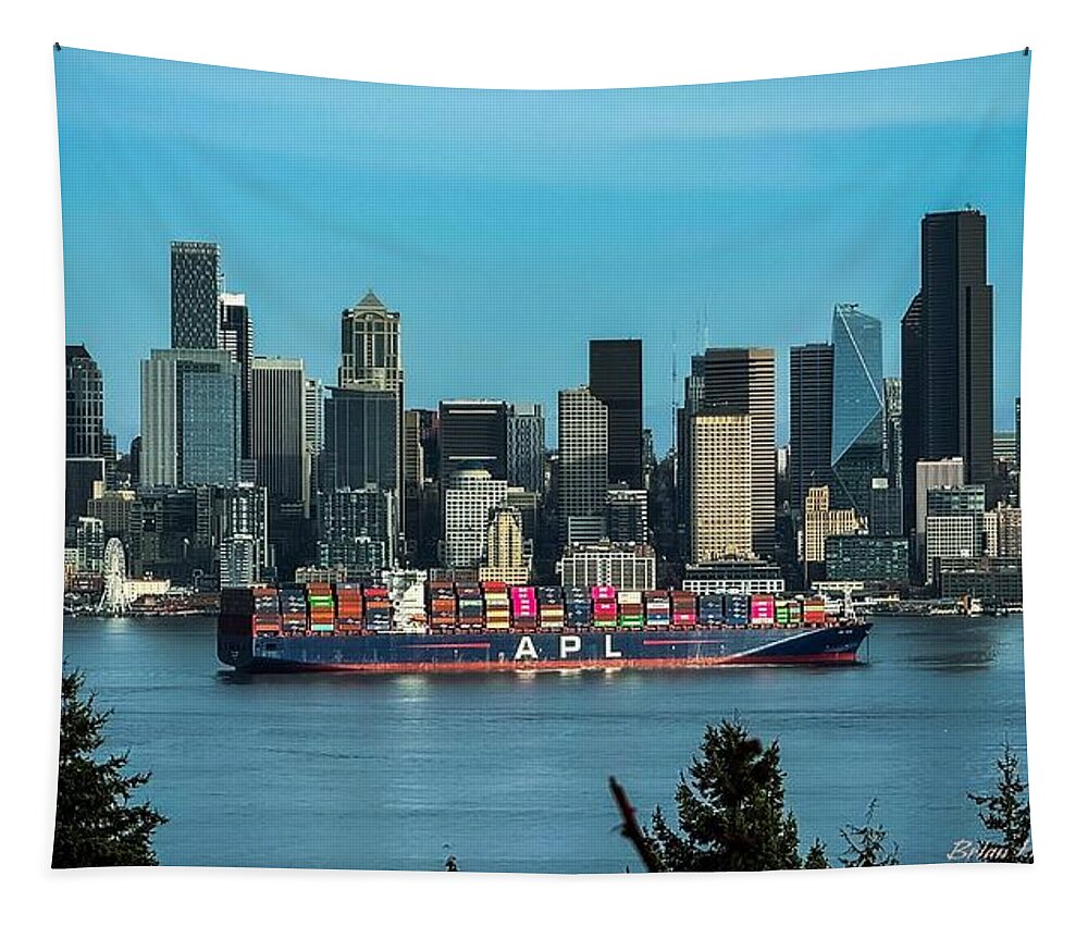 Container ship going into port  - Tapestry