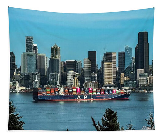 Container ship going into port  - Tapestry