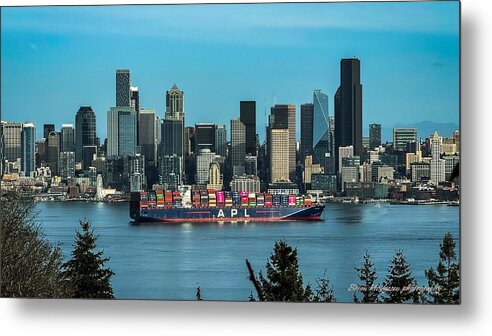 Container ship going into port  - Metal Print