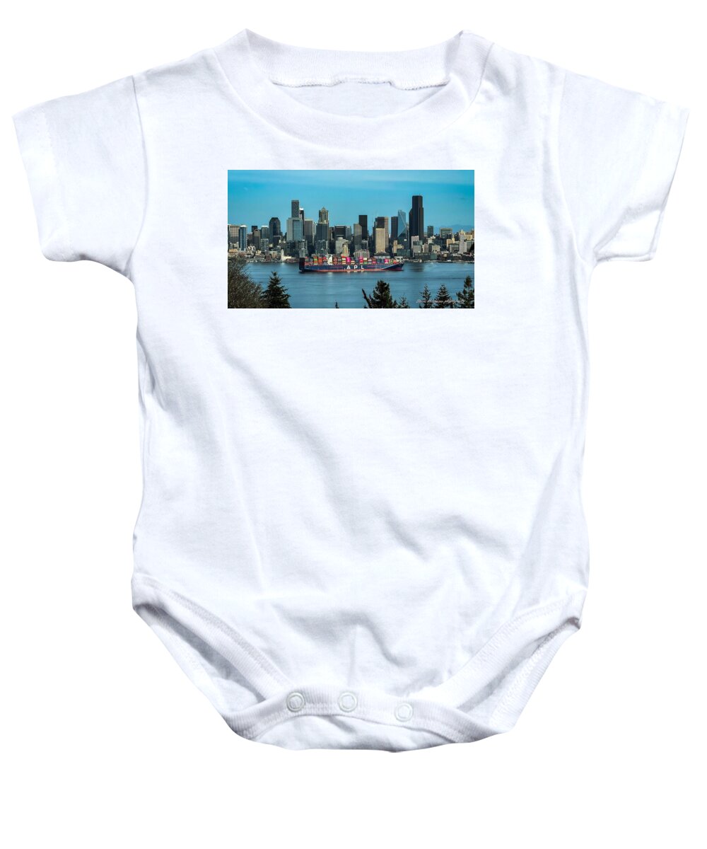 Container ship going into port  - Baby Onesie