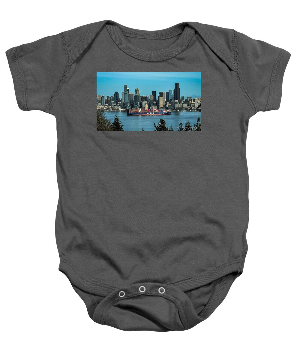 Container ship going into port  - Baby Onesie