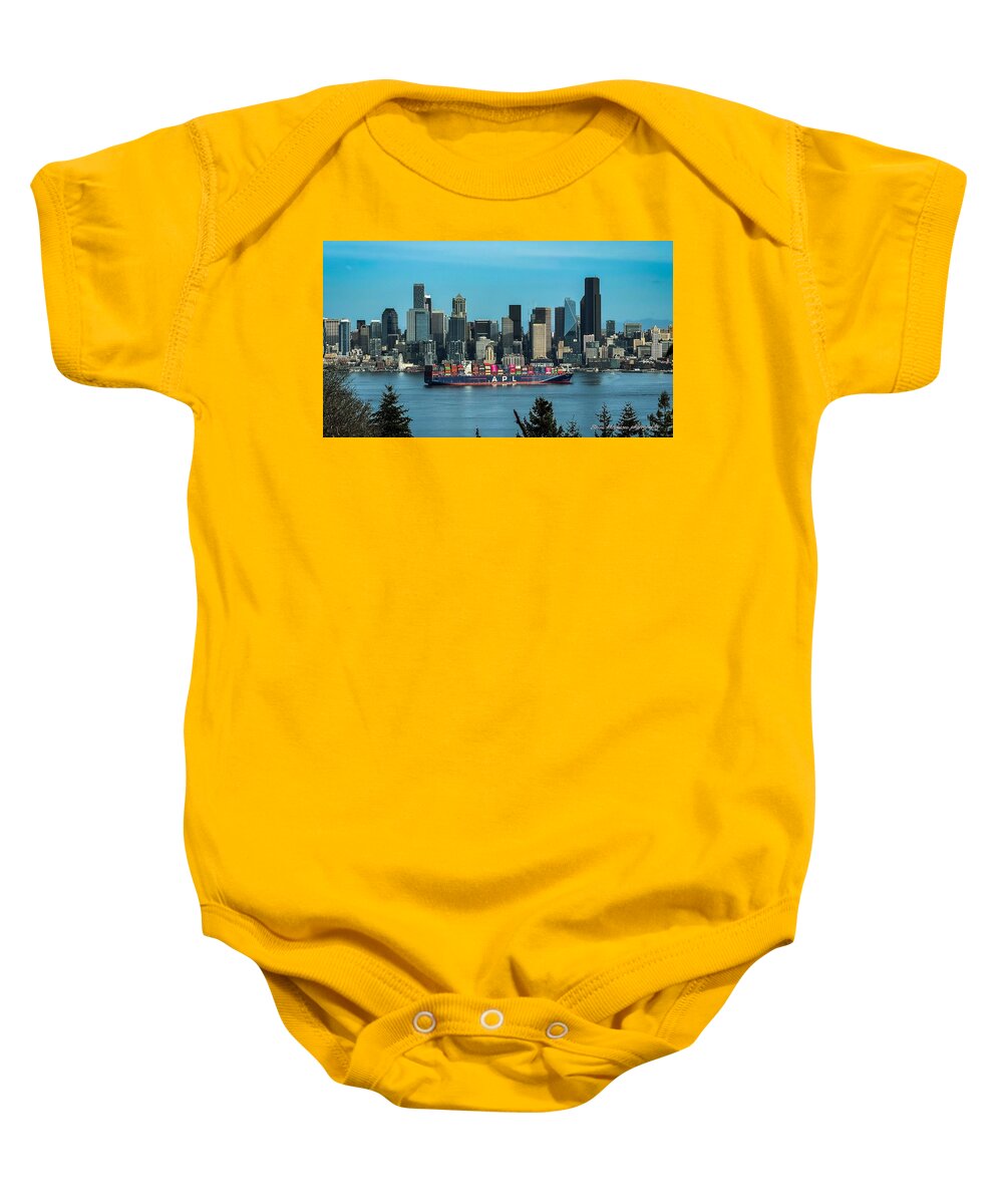 Container ship going into port  - Baby Onesie