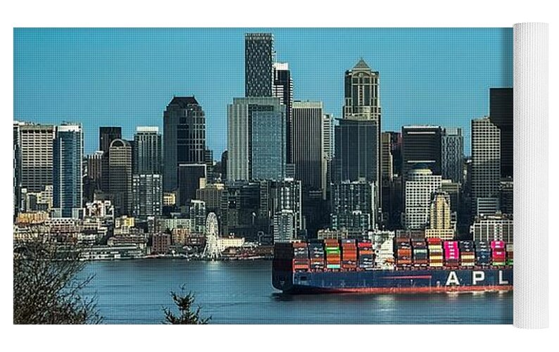 Container ship going into port  - Yoga Mat