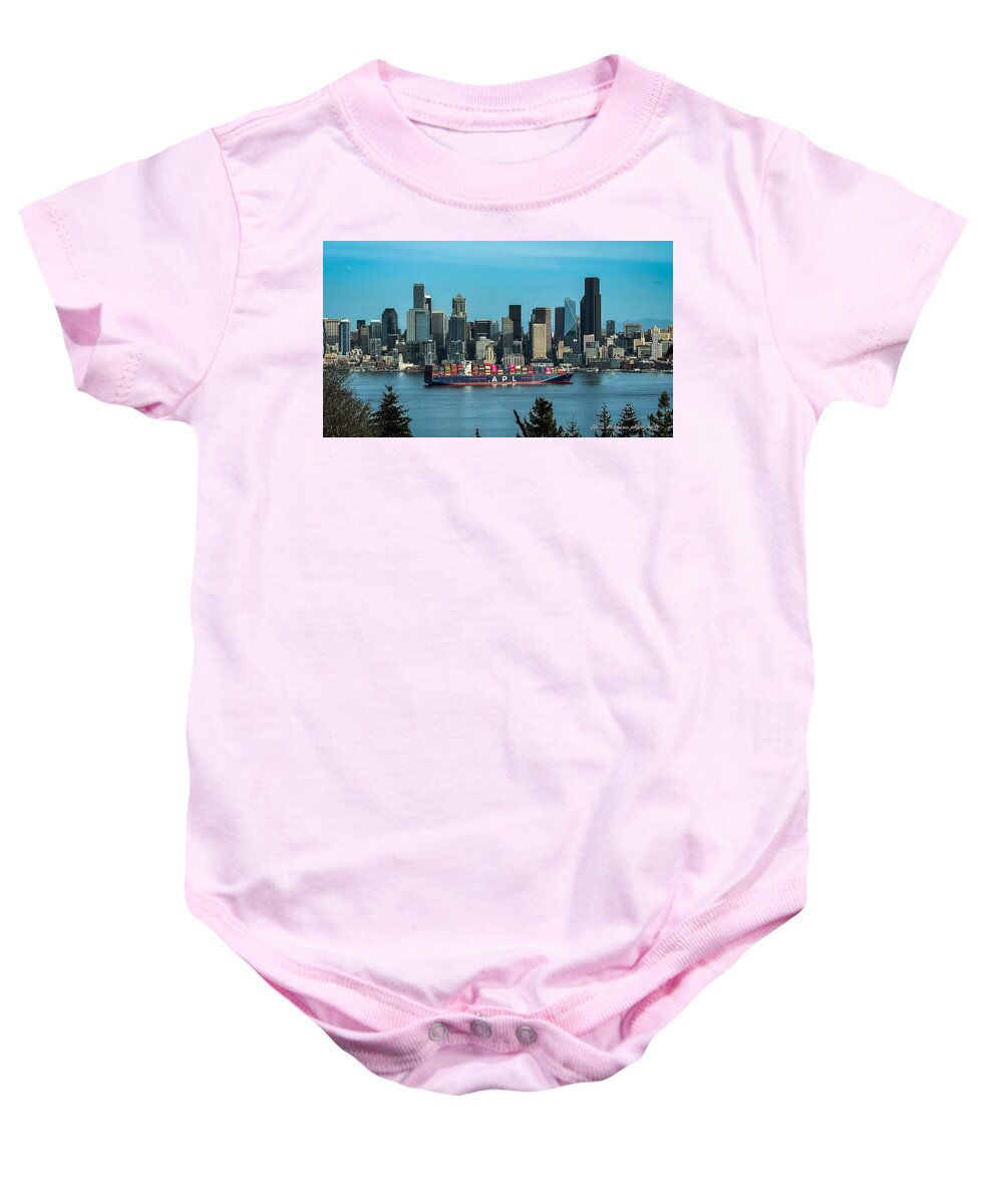 Container ship going into port  - Baby Onesie