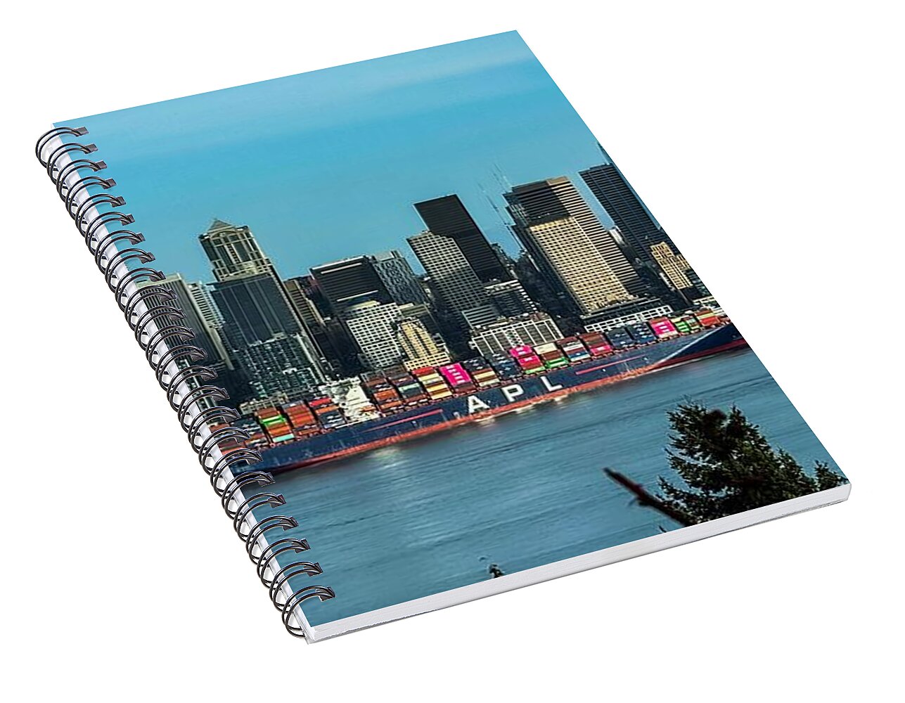 Container ship going into port  - Spiral Notebook
