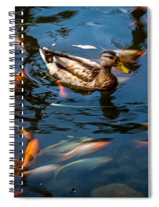 Duck with the koi - Spiral Notebook