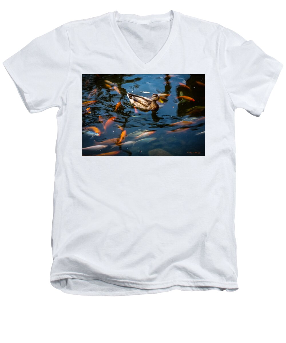 Duck with the koi - Men's V-Neck T-Shirt