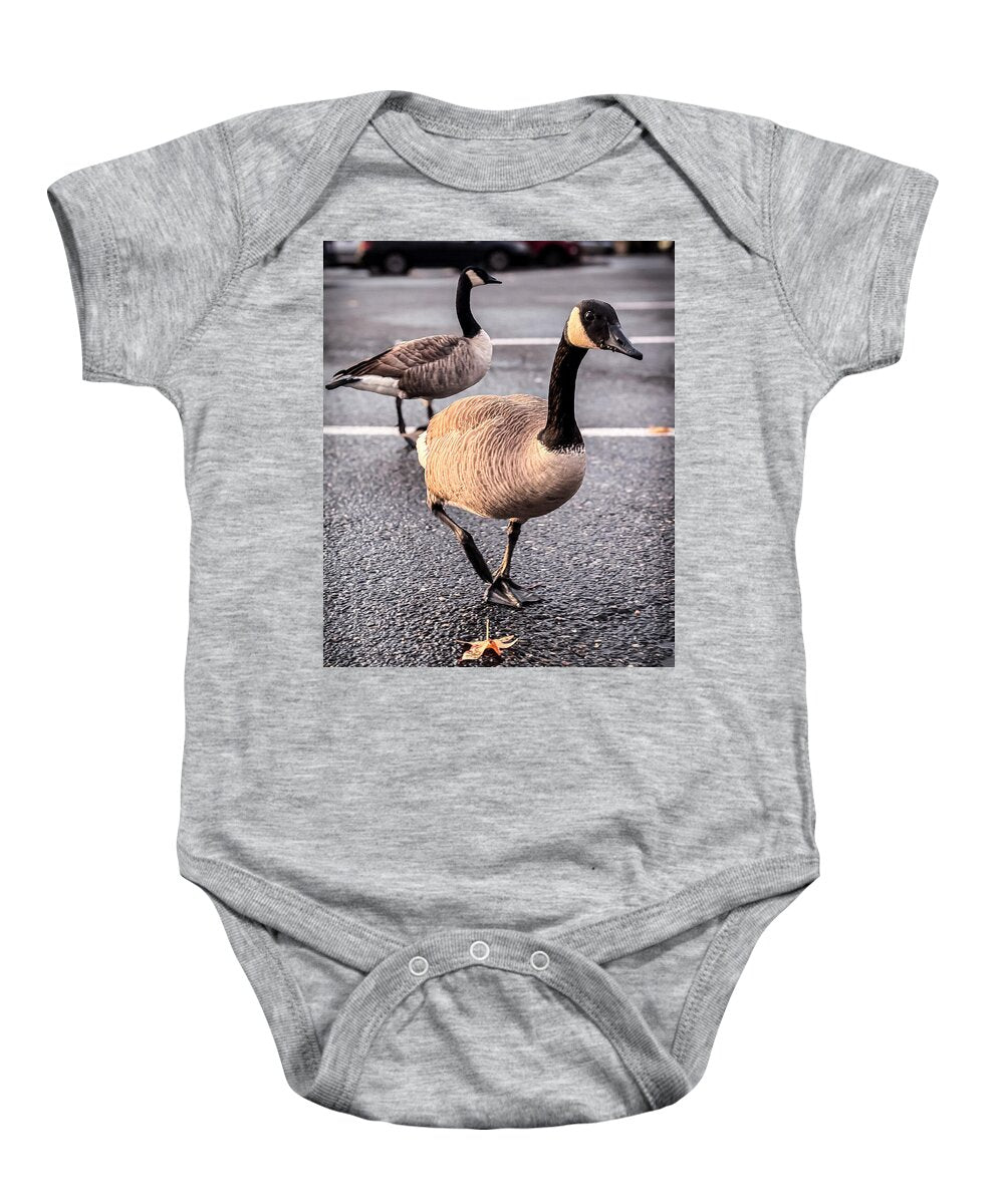 Geese in the parking lot - Baby Onesie