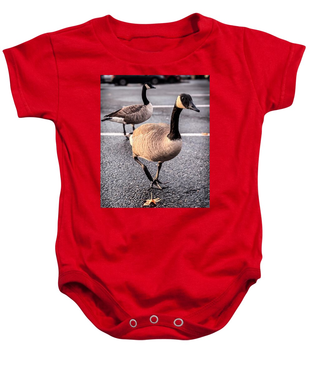 Geese in the parking lot - Baby Onesie