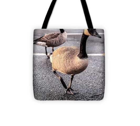 Geese in the parking lot - Tote Bag