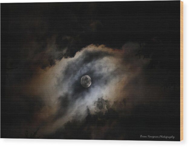 Moon in the clouds  - Wood Print