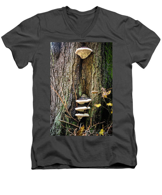 Mushrooms on the tree - Men's V-Neck T-Shirt