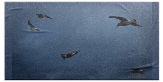 Seagulls in flight 2 - Beach Towel