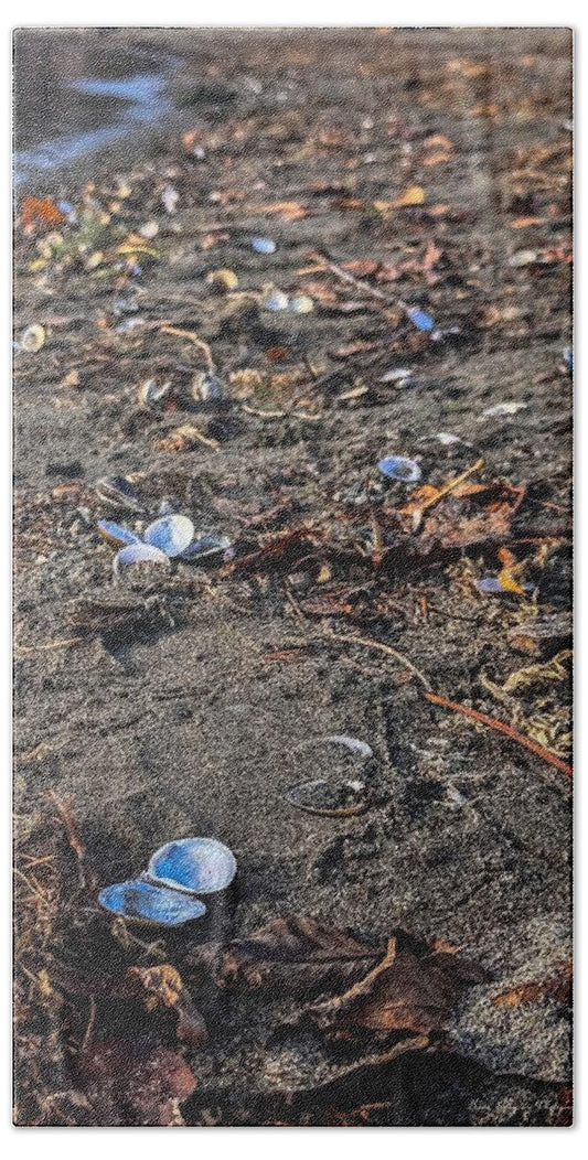 Seashells on the shoreline  - Beach Towel