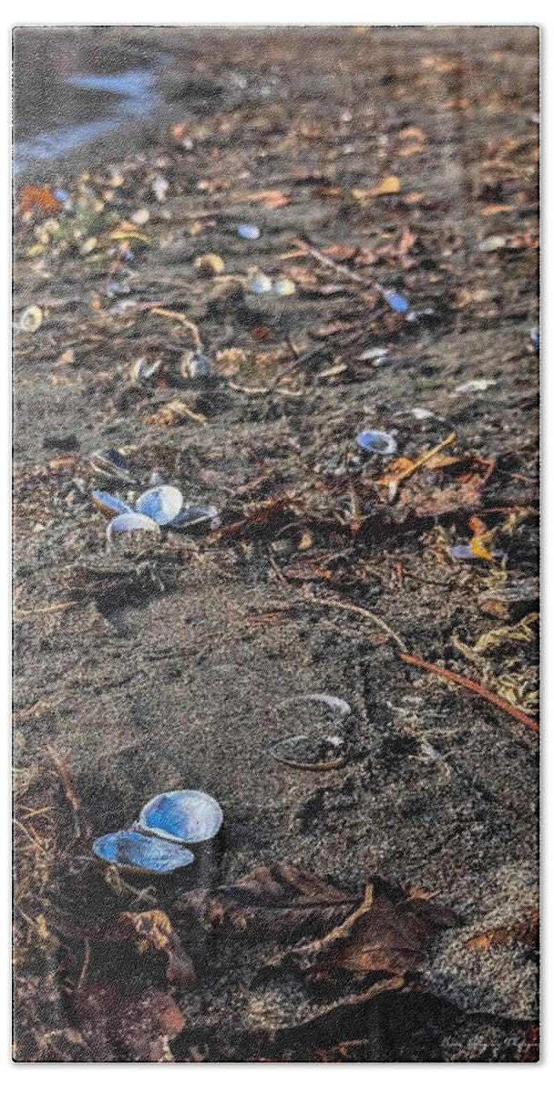 Seashells on the shoreline  - Beach Towel