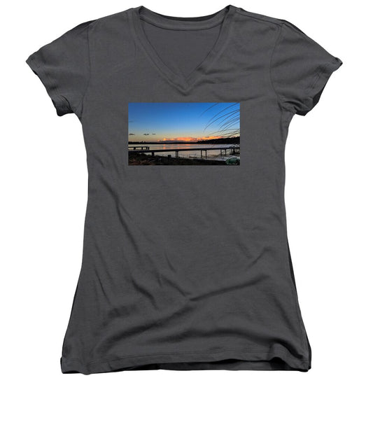 Sunset at the lake - Women's V-Neck
