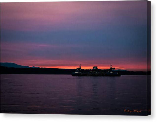 Sunset  with the Ferry  - Canvas Print