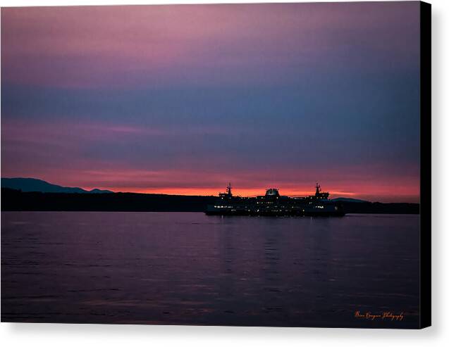 Sunset  with the Ferry  - Canvas Print
