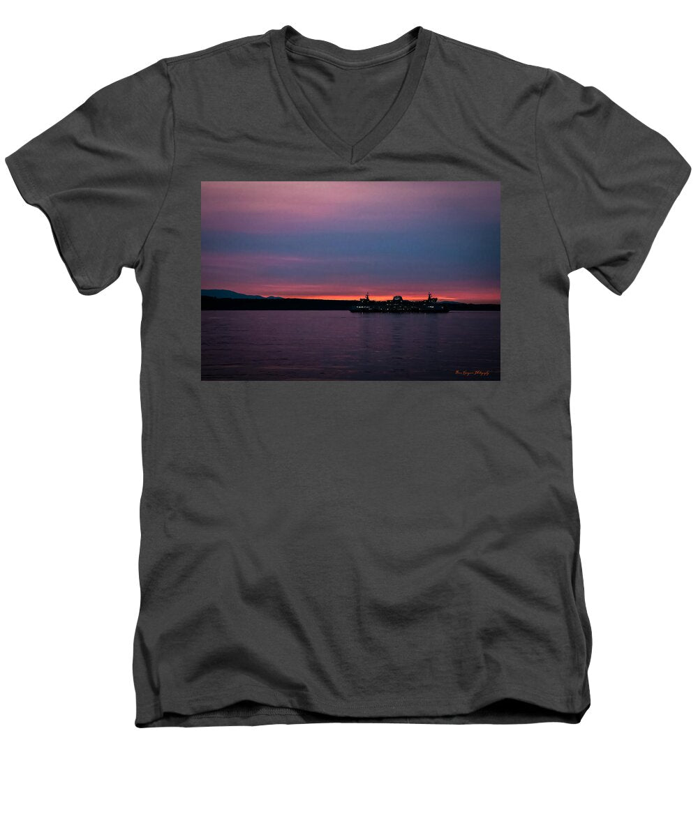 Sunset  with the Ferry  - Men's V-Neck T-Shirt