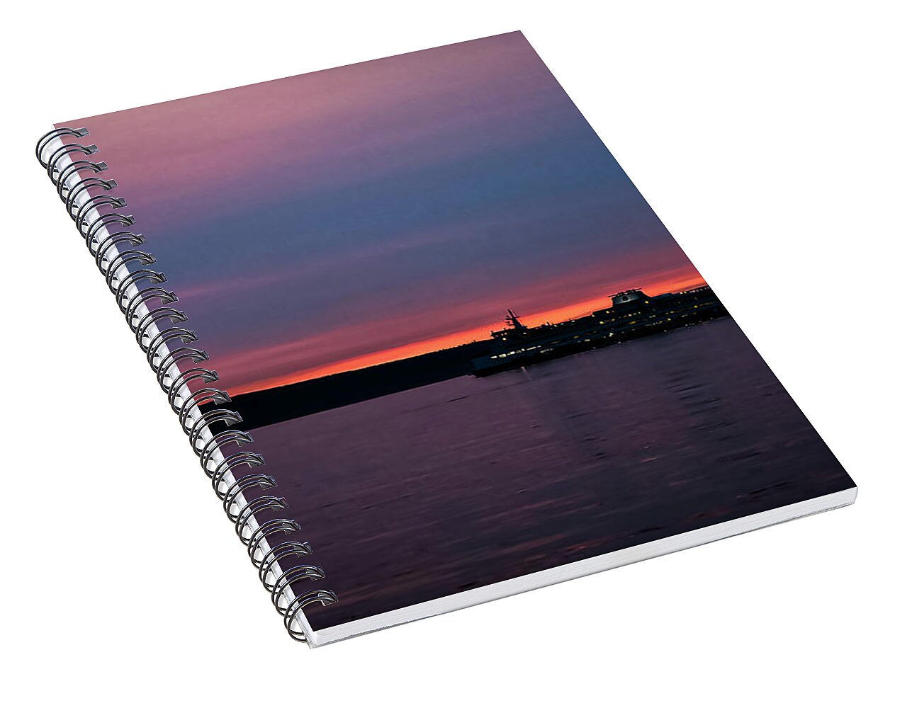 Sunset  with the Ferry  - Spiral Notebook