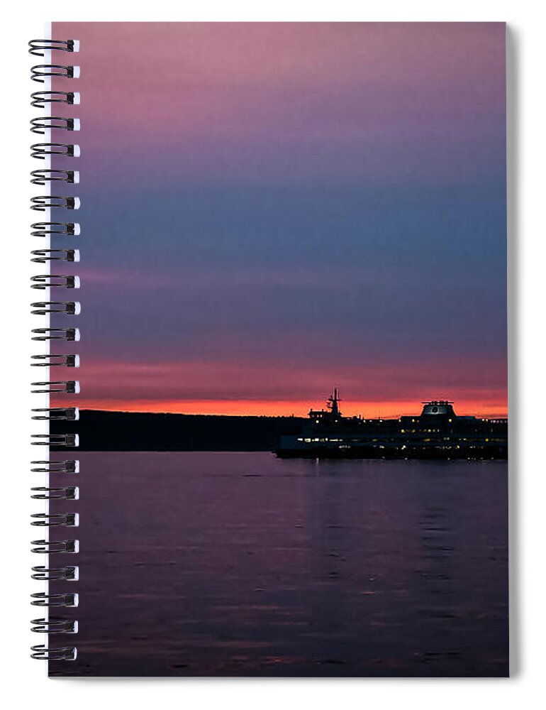 Sunset  with the Ferry  - Spiral Notebook