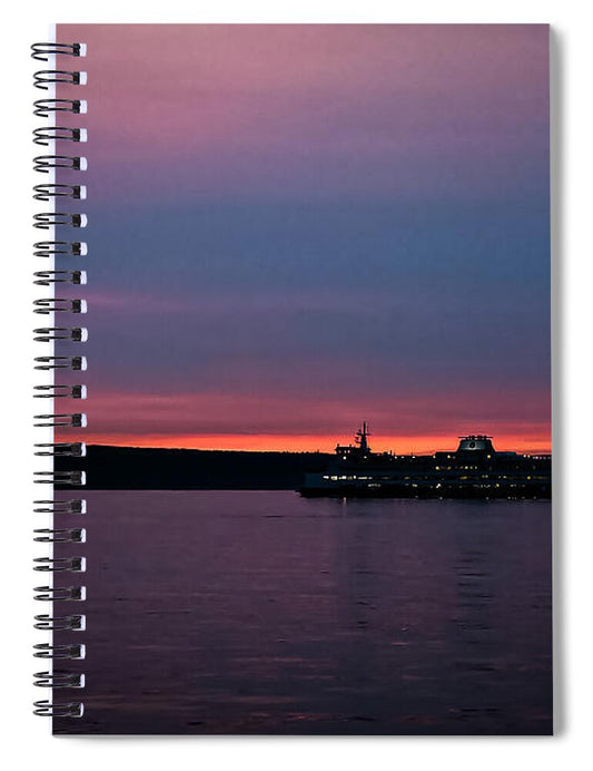 Sunset  with the Ferry  - Spiral Notebook