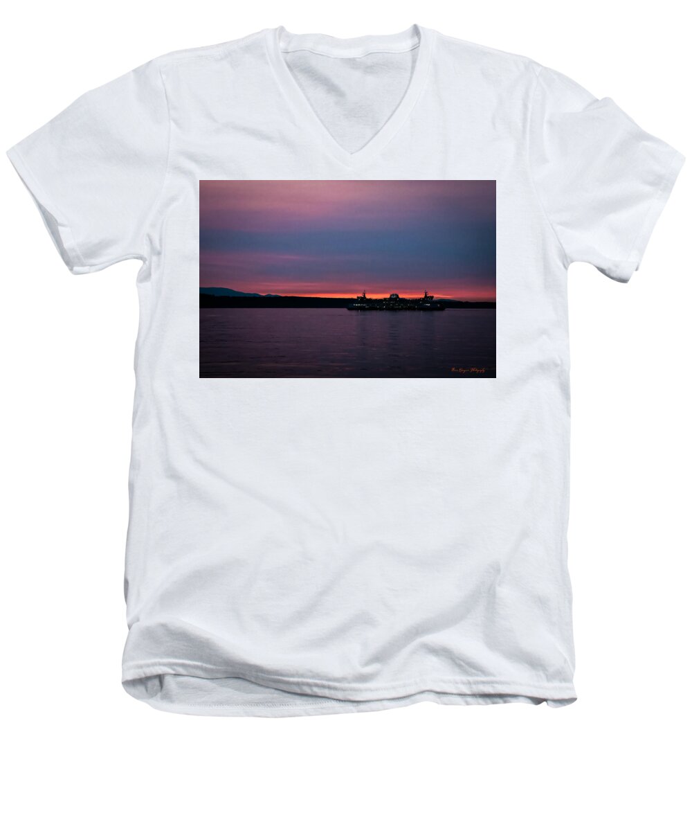 Sunset  with the Ferry  - Men's V-Neck T-Shirt