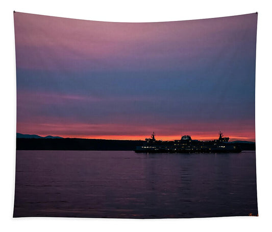 Sunset  with the Ferry  - Tapestry