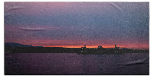 Sunset  with the Ferry  - Beach Towel