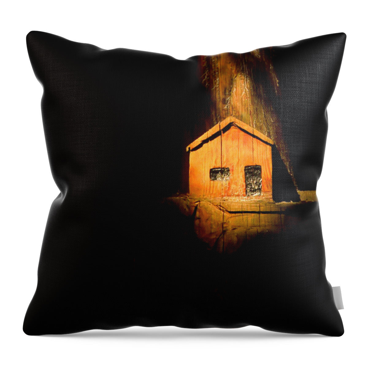 Yellow light house  - Throw Pillow