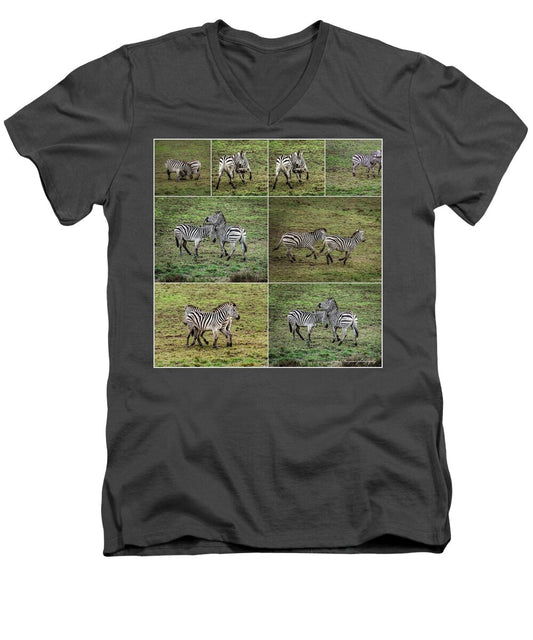Zebras in play - Men's V-Neck T-Shirt